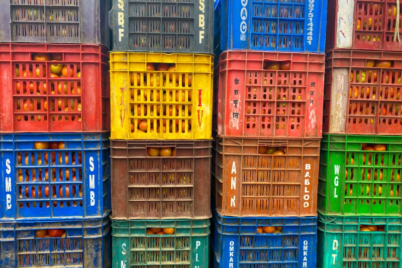 Crates of tomatoes