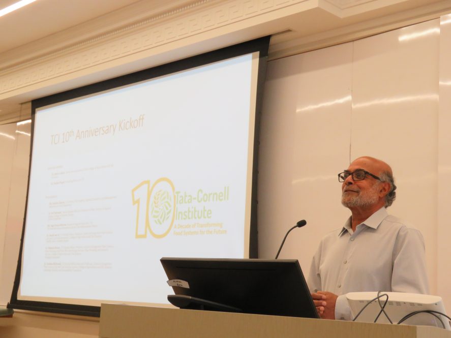 Prabhu Pingali speaks at a podium