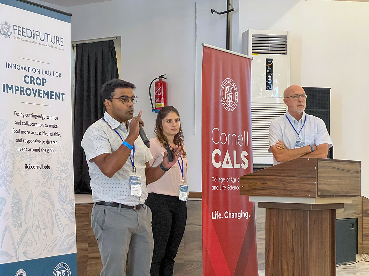 Mathew Abraham, Sage Grasso-Monroe, and Greg Traxler give a presentation