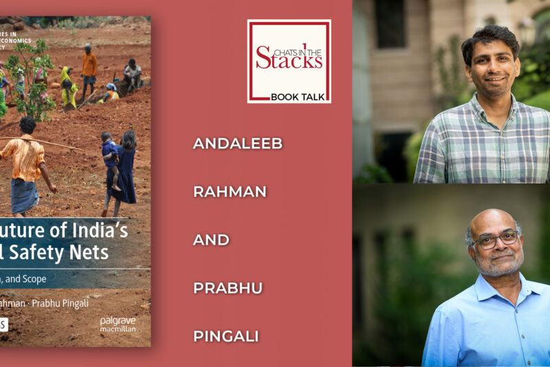 Photos of Andaleeb Rahman and Prabhu Pingali along with their book, The Future of India's Social Safety Nets