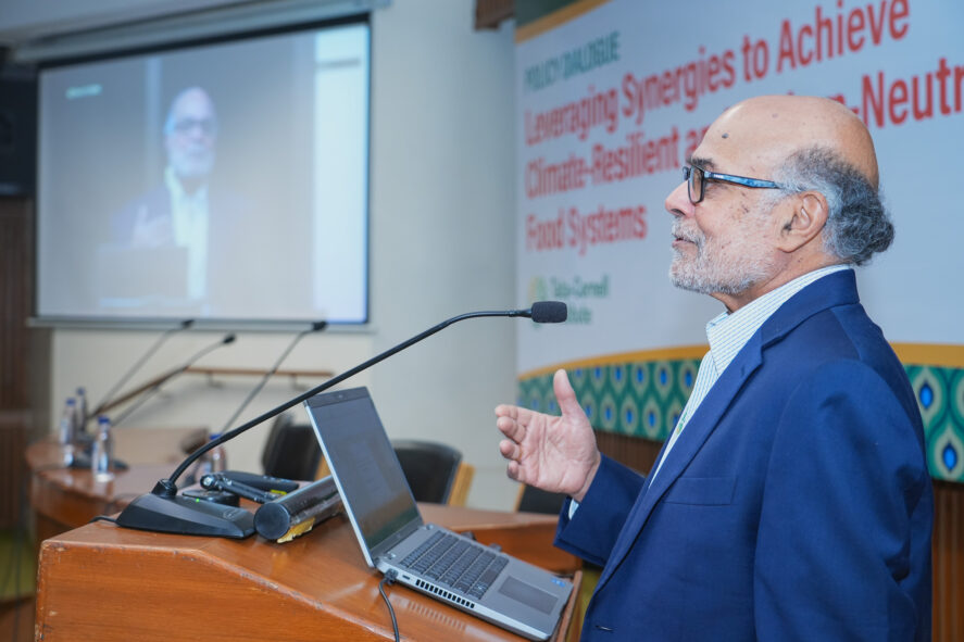 Prabhu Pingali speaking at a podium