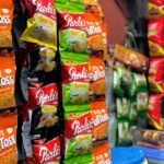 Packaged snack foods for sale at a shop