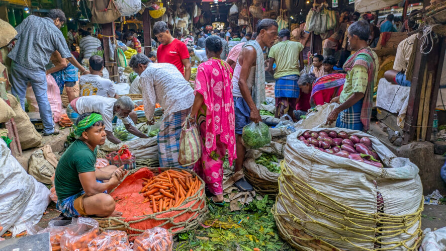 People shopping at a crowded market