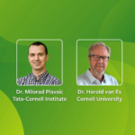 Headshots of Milorad Plavsic and Harold van Es on a green background
